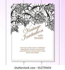 Romantic invitation. Wedding, marriage, bridal, birthday, Valentine's day. 