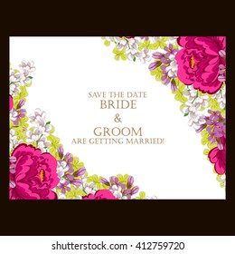 Romantic invitation. Wedding, marriage, bridal, birthday, Valentine's day. 