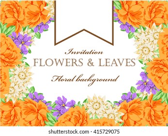 Romantic invitation. Wedding, marriage, bridal, birthday, Valentine's day.