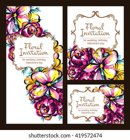 Romantic invitation. Wedding, marriage, bridal, birthday, Valentine's day.