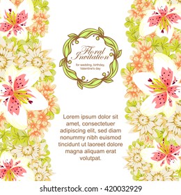 Romantic invitation. Wedding, marriage, bridal, birthday, Valentine's day.