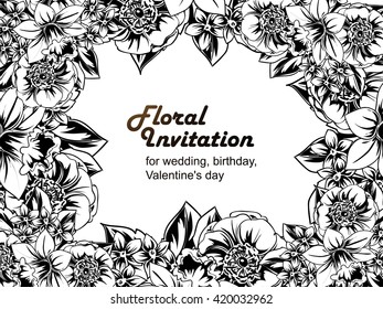 Romantic invitation. Wedding, marriage, bridal, birthday, Valentine's day.