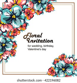 Romantic invitation. Wedding, marriage, bridal, birthday, Valentine's day.