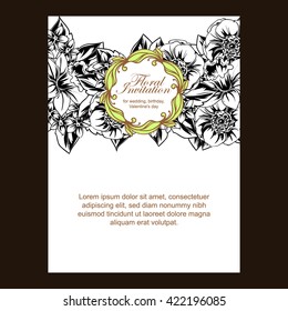Romantic invitation. Wedding, marriage, bridal, birthday, Valentine's day.