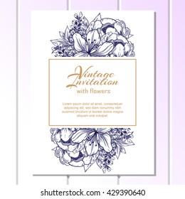 Romantic invitation. Wedding, marriage, bridal, birthday, Valentine's day.