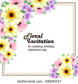 Romantic invitation. Wedding, marriage, bridal, birthday, Valentine's day.