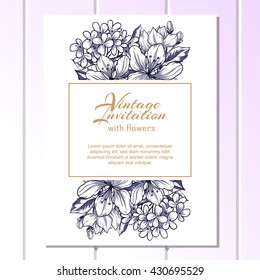 Romantic invitation. Wedding, marriage, bridal, birthday, Valentine's day.