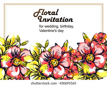 Romantic invitation. Wedding, marriage, bridal, birthday, Valentine's day.