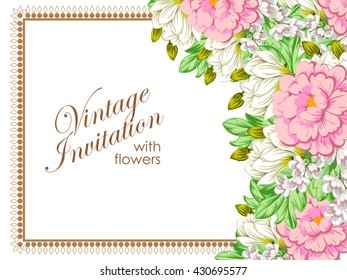 Romantic invitation. Wedding, marriage, bridal, birthday, Valentine's day.