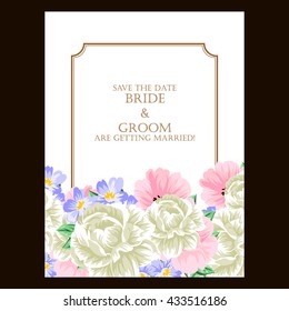 Romantic invitation. Wedding, marriage, bridal, birthday, Valentine's day.