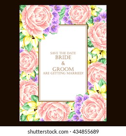 Romantic invitation. Wedding, marriage, bridal, birthday, Valentine's day.
