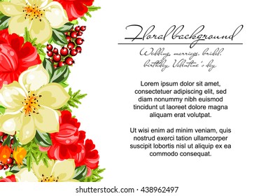 Romantic invitation. Wedding, marriage, bridal, birthday, Valentine's day. 