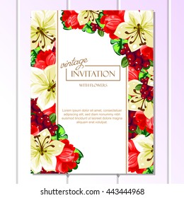 Romantic invitation. Wedding, marriage, bridal, birthday, Valentine's day.