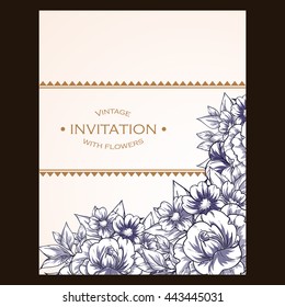 Romantic invitation. Wedding, marriage, bridal, birthday, Valentine's day.
