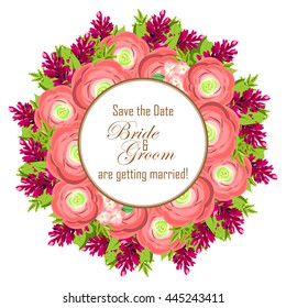 Romantic invitation. Wedding, marriage, bridal, birthday, Valentine's day. 