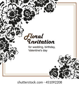 Romantic invitation. Wedding, marriage, bridal, birthday, Valentine's day.