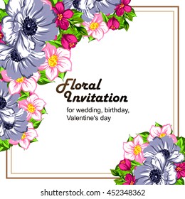 Romantic invitation. Wedding, marriage, bridal, birthday, Valentine's day.