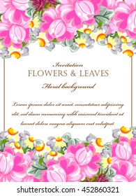 Romantic invitation. Wedding, marriage, bridal, birthday, Valentine's day.
