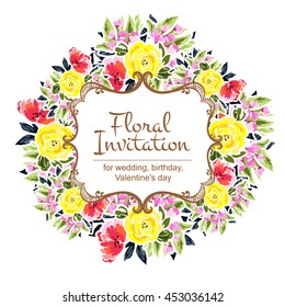 Romantic invitation. Wedding, marriage, bridal, birthday, Valentine's day.