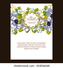 Romantic invitation. Wedding, marriage, bridal, birthday, Valentine's day.