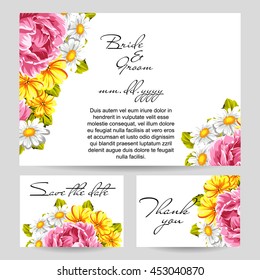 Romantic invitation. Wedding, marriage, bridal, birthday, Valentine's day.