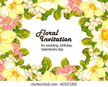 Romantic invitation. Wedding, marriage, bridal, birthday, Valentine's day.