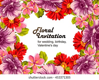 Romantic invitation. Wedding, marriage, bridal, birthday, Valentine's day.