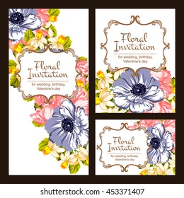 Romantic invitation. Wedding, marriage, bridal, birthday, Valentine's day.