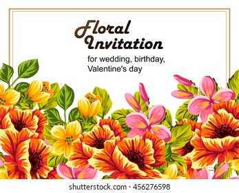 Romantic invitation. Wedding, marriage, bridal, birthday, Valentine's day.