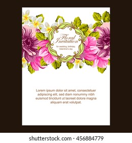 Romantic invitation. Wedding, marriage, bridal, birthday, Valentine's day.