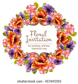 Romantic invitation. Wedding, marriage, bridal, birthday, Valentine's day.