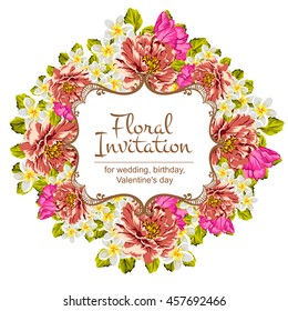 Romantic invitation. Wedding, marriage, bridal, birthday, Valentine's day.