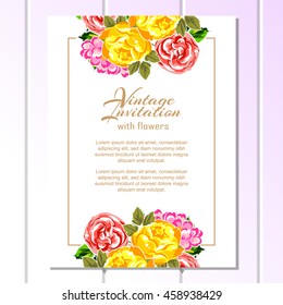 Romantic invitation. Wedding, marriage, bridal, birthday, Valentine's day.