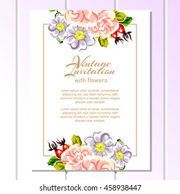 Romantic invitation. Wedding, marriage, bridal, birthday, Valentine's day.