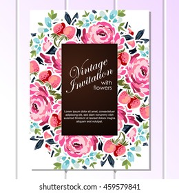 Romantic invitation. Wedding, marriage, bridal, birthday, Valentine's day.