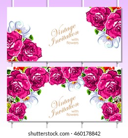 Romantic invitation. Wedding, marriage, bridal, birthday, Valentine's day.