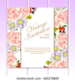 Romantic invitation. Wedding, marriage, bridal, birthday, Valentine's day.