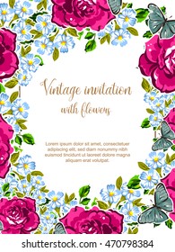 Romantic invitation. Wedding, marriage, bridal, birthday, Valentine's day.