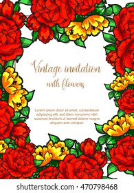 Romantic invitation. Wedding, marriage, bridal, birthday, Valentine's day.