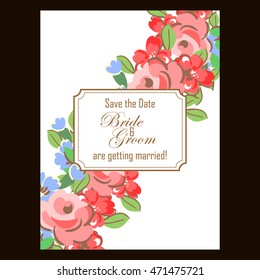 Romantic invitation. Wedding, marriage, bridal, birthday, Valentine's day.