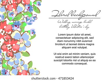 Romantic invitation. Wedding, marriage, bridal, birthday, Valentine's day.