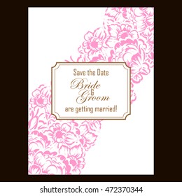 Romantic invitation. Wedding, marriage, bridal, birthday, Valentine's day.