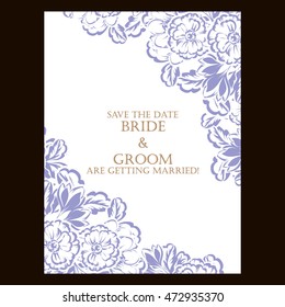 Romantic invitation. Wedding, marriage, bridal, birthday, Valentine's day.