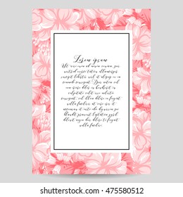 Romantic invitation. Wedding, marriage, bridal, birthday, Valentine's day.