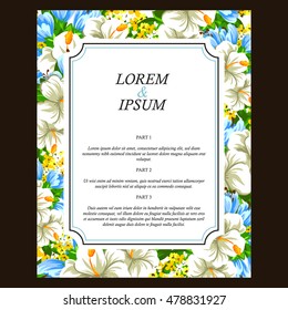 Romantic invitation. Wedding, marriage, bridal, birthday, Valentine's day.
