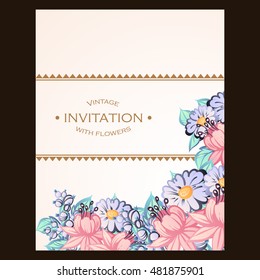 Romantic invitation. Wedding, marriage, bridal, birthday, Valentine's day.