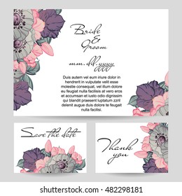 Romantic invitation. Wedding, marriage, bridal, birthday, Valentine's day.