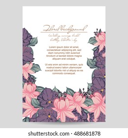 Romantic invitation. Wedding, marriage, bridal, birthday, Valentine's day.