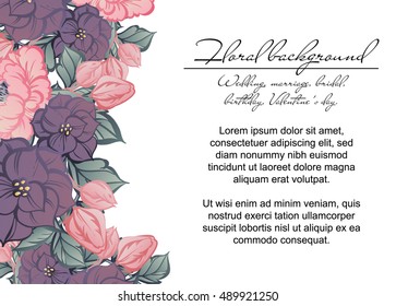 Romantic invitation. Wedding, marriage, bridal, birthday, Valentine's day.