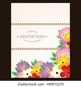 Romantic invitation. Wedding, marriage, bridal, birthday, Valentine's day.